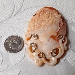 925 Hand Carved Cameo. Italy. Brooch, Pendant. FIRM.
